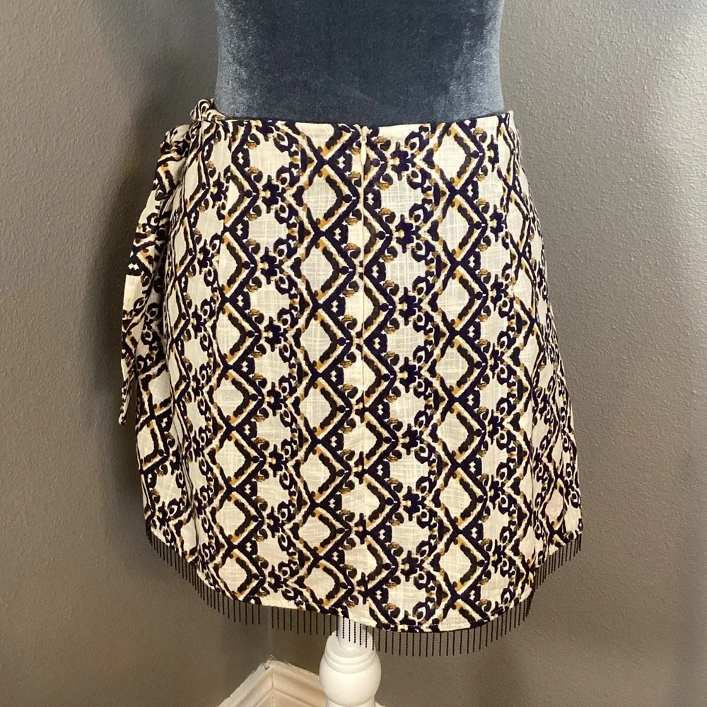 ZARA Mini Skirt Beaded Fringe Wrap Size XL - Picture 3 of 10